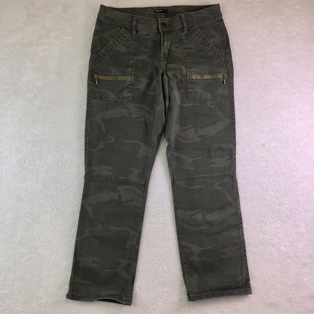 Supplies by Union Bay Womens Camo Utility Pants Green Cargo Straight Leg Size 8